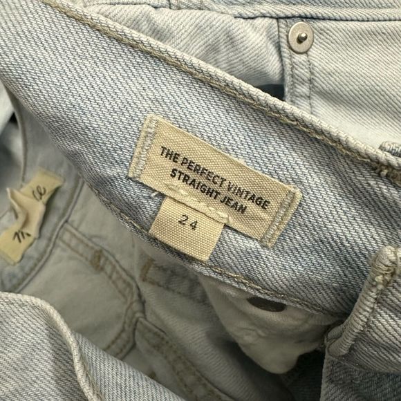 MADEWELL Mid-Rise The Perfect Vintage Straight Jeans Destroyed Blue - Picture 8 of 13